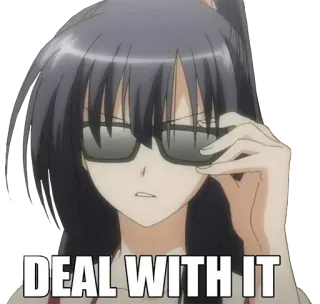 😎 DEAL WITH IT lida com isso, óculos de sol, meme, legal, garota anime telegram sticker