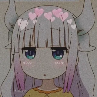 💕 Kanna Kamui Miss Kobayashi's Dragon Maid Anime, Kanna Kamui, Drago, Kawaii, Cuori, Carino, Cartone animato telegram sticker