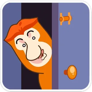 ❓ singe, animal, dessin animé, personnage, regarder, porte telegram sticker