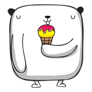 🍦 sticker, eisbär, eis, süß, quadratisch, cartoon telegram sticker