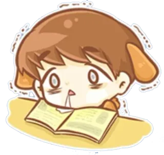 😵 การ์ตูน, เด็กผู้ชาย, เรียน, อ่าน, หนังสือ, อนิเมะ, คาวาอิ telegram sticker