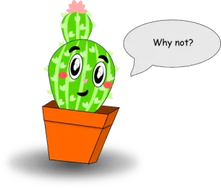 🙃 Why not? кактус, растение, милый, вопрос, суккулент, иллюстрация whatsapp sticker