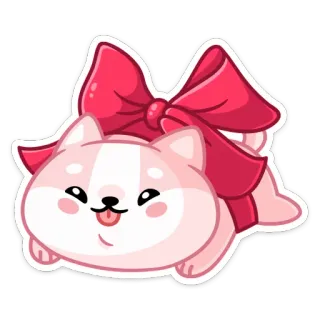 🎁 собака, милый, бант, животное, каваи, стикер telegram sticker