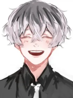 😁 Anime Stil, lächelnd, schwarz weiß, Skizze, Porträt whatsapp sticker
