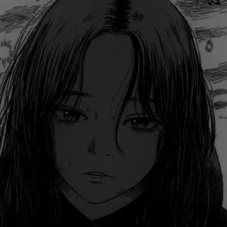🖤 Anime, Menina, Triste, Mangá, Preto e Branco telegram sticker