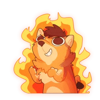 🔥 fire, animal, cartoon, cute, sticker, funny telegram sticker
