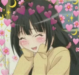 💘 Anime, Corações, Fofo, Garota, Kawaii, Amor, Flores telegram sticker