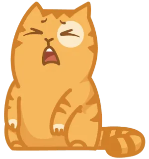 😨 cat, cute, animal, orange, sleepy, tired telegram sticker