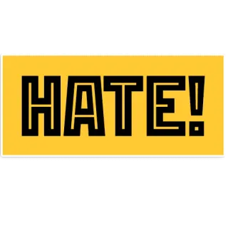 👅 HATE! hate, negative, emotion, word, yellow, sticker telegram sticker