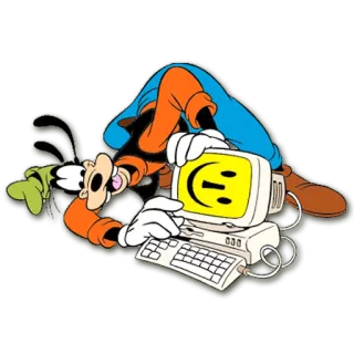💻 Goofy goffo, computer, cartoni animati, Disney telegram sticker