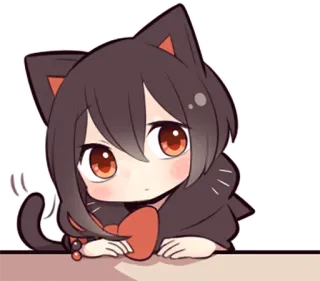😶 gato, garota gato, anime, kawaii, fofo, chibi whatsapp sticker