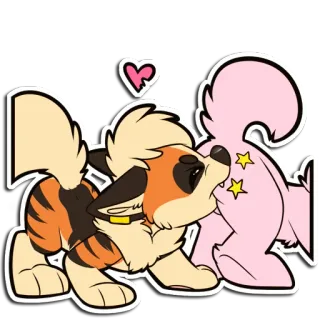 😋 Growlithe Pokémon growlithe, pokemon, cute, nuzzle, affection, cartoon, animal, fictional telegram sticker