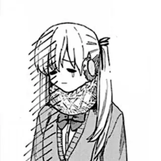 🎧 Anime, Manga, Triste, Fille, Monochrome, Illustration telegram sticker