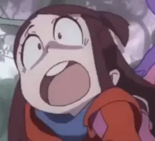 😱 Akko Kagari Little Witch Academia Аниме, Мультфильм, Удивлен, В шоке, Акко Кагари, Little Witch Academia, Смешной telegram sticker