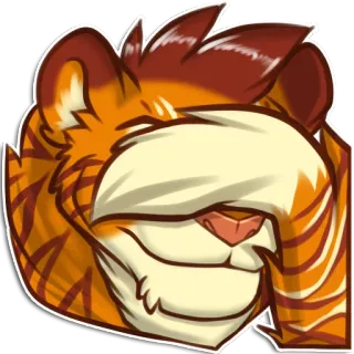🤐 tygrys, futrzak, zwierzę, kreskówka, uśmiechnięty, pomarańczowy, postać, słodki telegram sticker
