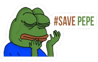 💾 Pepe the Frog #SAVEPEPE pepe, frog, meme, internet, save pepe whatsapp sticker