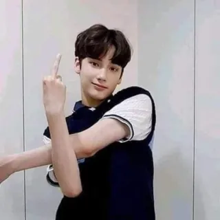 ☺️ middle finger, offensive gesture, youth, teenager, korean telegram sticker