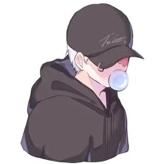 😎 Anime, Permen karet, Anak laki-laki, Topi, Hoodie whatsapp sticker