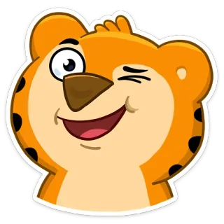 😉 만화, 스티커, 동물, 호랑이, 귀여운, 윙크, 장난기 telegram sticker