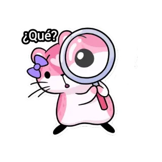 ❓ ¿Qué? chuột hamster, kính lúp, câu hỏi, dễ thương, nhãn dán telegram sticker