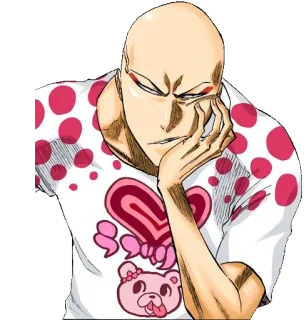 😑 Anime, Manga, Postać, Łysy, Groszki, Niedźwiedź whatsapp sticker