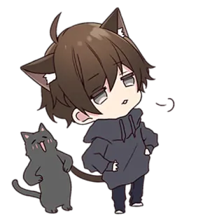 😳 Аниме, Кот, Чиби, Кавай, Наклейка, Мультфильм telegram sticker