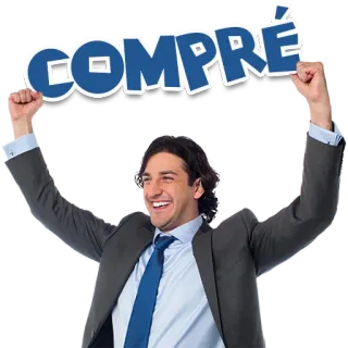 👍 COMPRE comprare, acquisto, promozione, pubblicità, felice, uomo d'affari telegram sticker