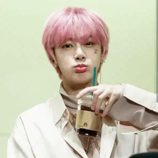 🌸 人, アイドル, kpop, 飲み物, ピンク髪 telegram sticker
