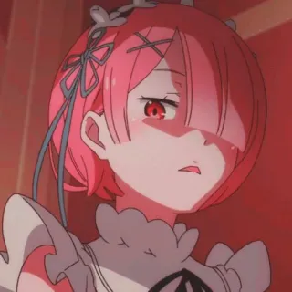 🍓 Ram Re:Zero Anime, Ram, Re:Zero, Ragazza anime, capelli rosa, Cameriera telegram sticker