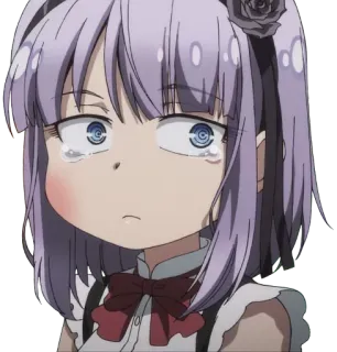 😢 anime, girl, cartoon, crying, sad, expression, emotion whatsapp sticker