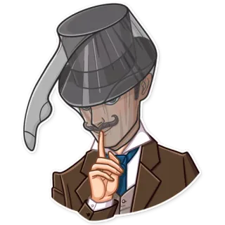 🤫 mann, finger, psst, ruhe, still, stille, comic, schnurrbart whatsapp sticker