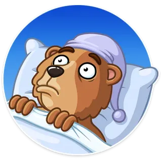 😕 медведь, сонный, мультфильм, кровать, подушка telegram sticker