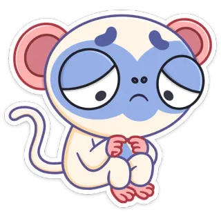 😔 macaco, triste, fofo, animal, desenho animado, adesivo telegram sticker