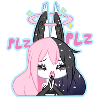 ☹ PLZ PLZ mono, anime, suplicando, por favor, brillo, rogando, personaje whatsapp sticker