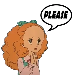 🙏 PLEASE Anime, Dziewczyna, Błagalny, Proszący, Kreskówka, Prośba telegram sticker