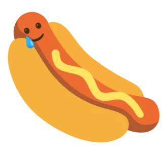 🥲 cachorro-quente, comida, emoji, desenho animado, salsicha, mostarda, sanduíche, lanche telegram sticker