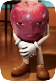 🍎 apple, fruit, cartoon, anthropomorphic, funny, character, food telegram sticker