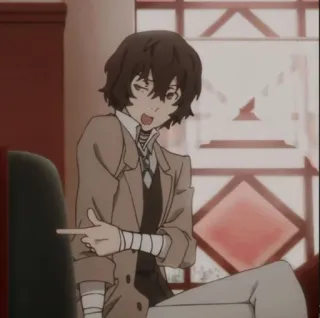 🥂 Osamu Dazai Bungou Stray Dogs Anime, Charakter, Dazai, Zeigen, Lustig, Bungou Stray Dogs whatsapp sticker