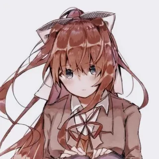 📄 Monika Doki Doki Literature Club! Anime, Fille, Mignon, Monika, Uniforme scolaire, Nœud telegram sticker