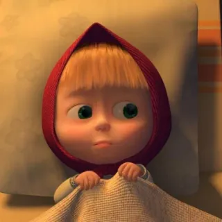 🙁 Masha Masha and the Bear cartoon, meisje, Masha, animatie, bed telegram sticker