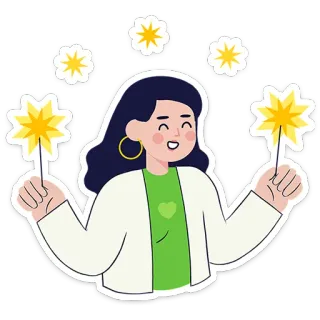 ☺️ mujer, bengala, celebración, diversión, dibujos animados, pegatina telegram sticker