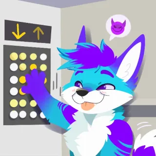 😏 Furry, Antropomórfico, Zorro, Ascensor, Dibujos animados, Diablo, Caprichoso telegram sticker