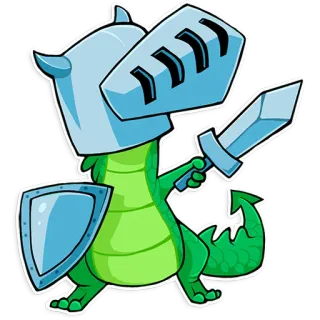 🗡 dragão, cavaleiro, desenho animado, armadura, espada, escudo, medieval, fantasia telegram sticker