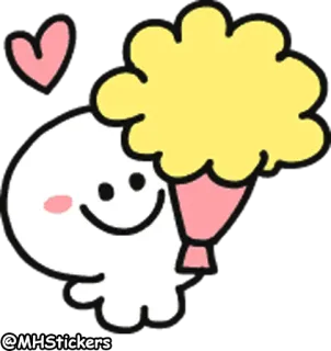 💐 @MHStickers schattig, personage, kawaii, sticker, hart, boeket whatsapp sticker