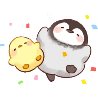🎉 pinguim, pintinho, fofo, animal, adesivo whatsapp sticker