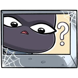 🤔 만화, 물음표, 거미줄, 일러스트, 캐릭터 telegram sticker