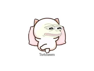 🙂‍↔️ Tnrichawm Meme, Cartone animato, Personaggio, Gatto, Triste, Cuscino telegram sticker