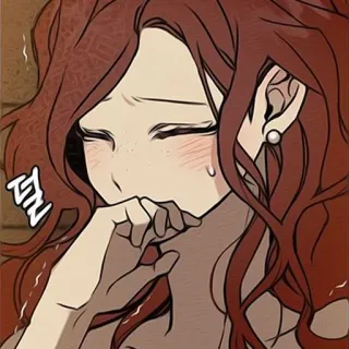 ♥️ 덜 donna, cartone animato, anime, arrossire, capelli rossi, orecchino telegram sticker