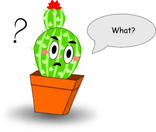 🤨 What? кактус, растение, мультик, вопрос, удивлен, милый, смешной whatsapp sticker
