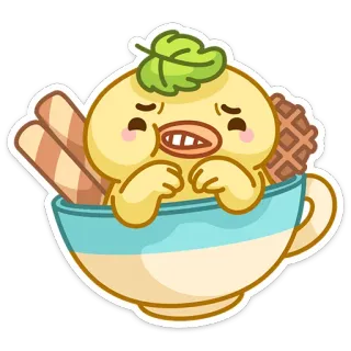 😬 cute, duck, cup, dessert, food, cartoon telegram sticker